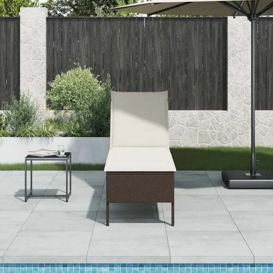 vidaXL liggestol med hynde 55x200x44 cm polyrattan brun