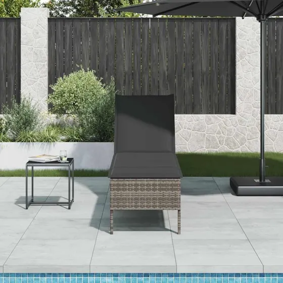 vidaXL liggestol med hynde 55x200x44 cm polyrattan grå