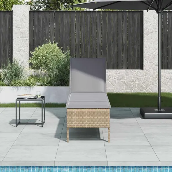 vidaXL Liggestol med Hynde 55x200x44 cm PolyRattan Beige
