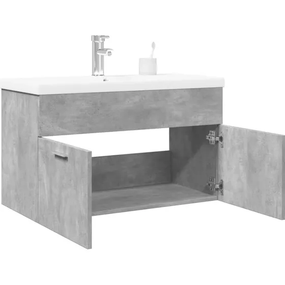 vidaXL underskab med håndvask, betongrå, 80 x 38,5 x 46 cm