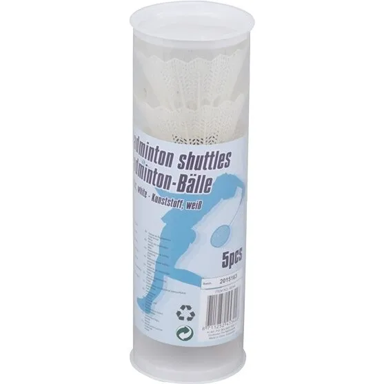 Badmintonfjerbolde 5 stk – hvid plastik
