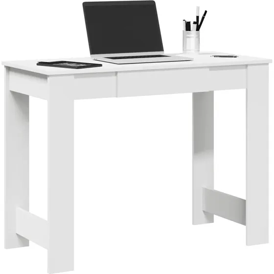 vidaXL Skrivebord 100x45x75 cm Konstrueret Træ Hvid