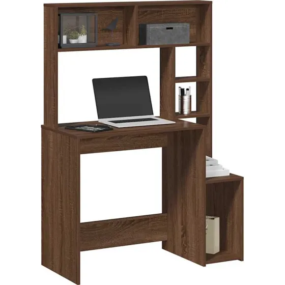 vidaXL Skrivebord 100x45x140 cm brun konstrueret træ med hylder