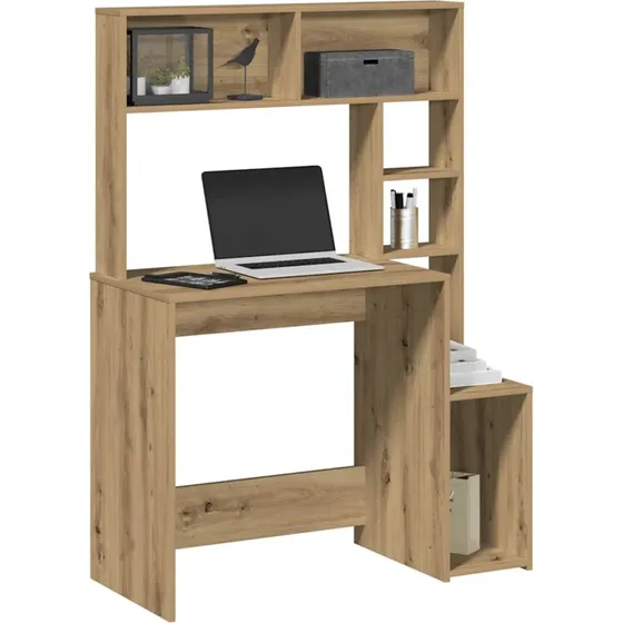 vidaXL Skrivebord 100x45x140 cm med hylder, konstrueret træ