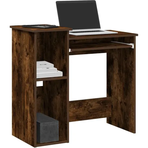 vidaXL Skrivebord m. Hylder 84x40x78 cm Røget Egetræ