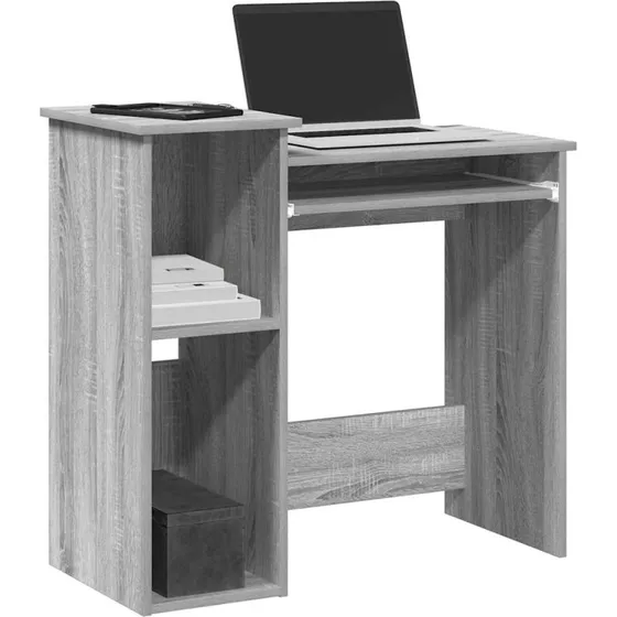 vidaXL Skrivebord med Hylder 84x40x78 cm Grå Sonoma