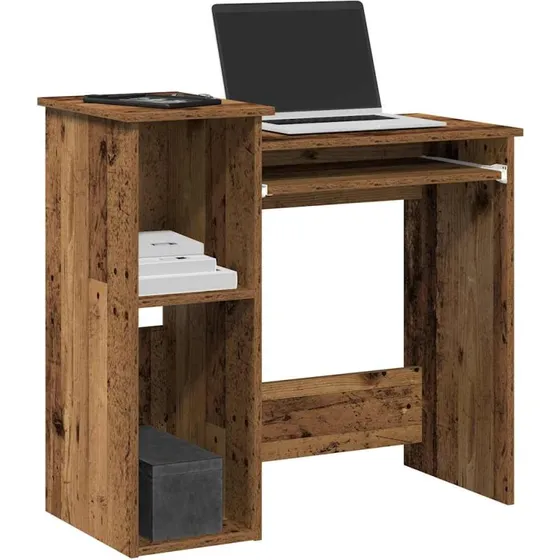 vidaXL Skrivebord m. Hylder 84x40x78 cm Konstrueret Træ Antikt Træ