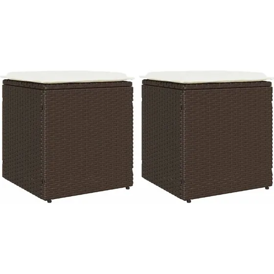 vidaXL Havestole med Hynder 2 stk. 40x40x43 cm PolyRattan Brun