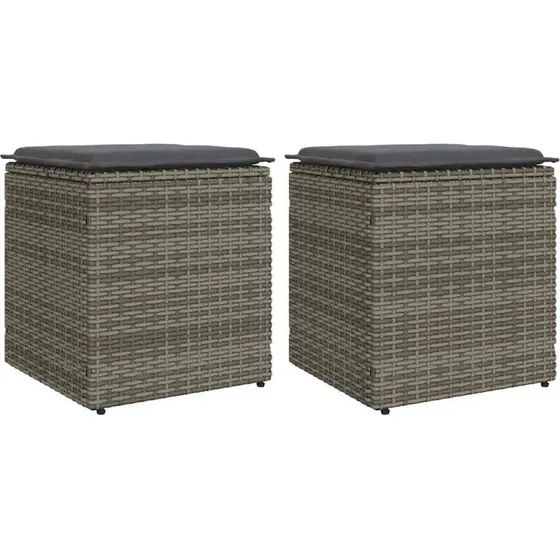 vidaXL Havestole med Hynder 2 stk. 40x40x43 cm Polyrattan Grå