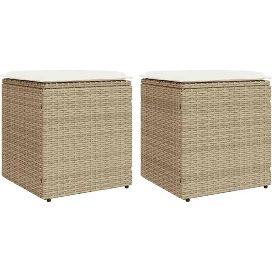 vidaXL Havestole med Hynder 2 stk. 40x40x43 cm Polyrattan Beige