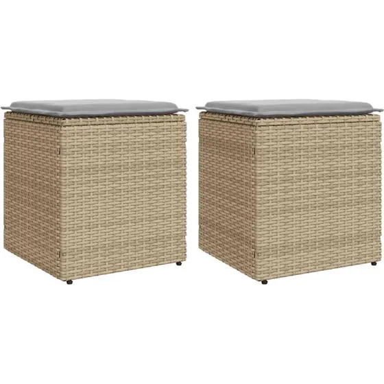 vidaXL Havestole med Hynder 2 stk. 40x40x43 cm Polyrattan Beige