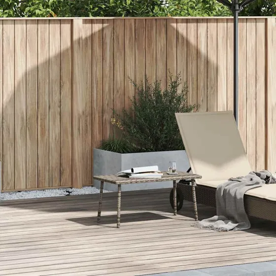 vidaXL Havesofabord 80x40x37 cm firkantet polyrattan grå