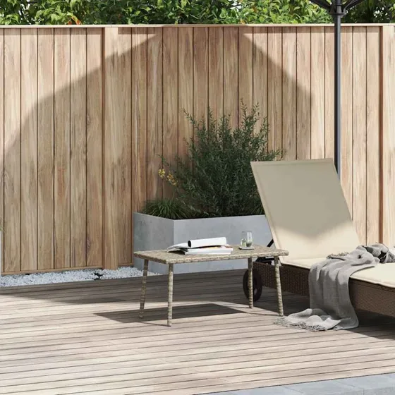vidaXL Havesofabord 80x40x37 cm lysegrå polyrattan