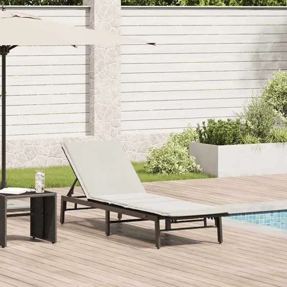vidaXL liggestol med hynde polyrattan sort