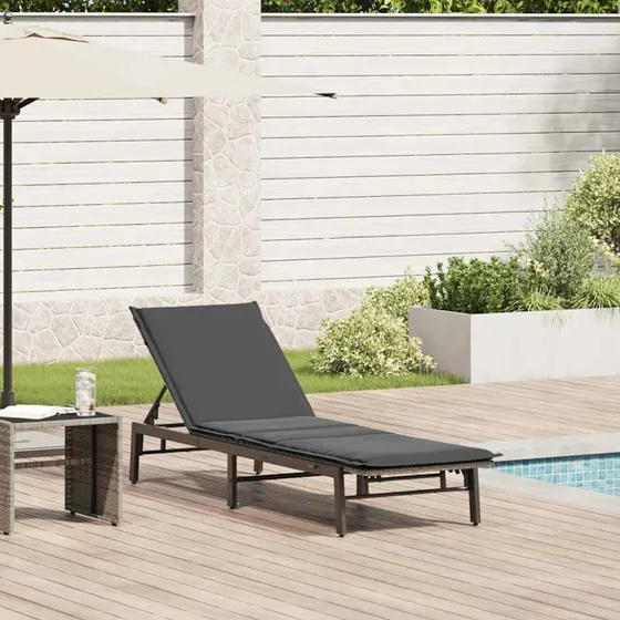vidaXL liggestol med hynde polyrattan grå