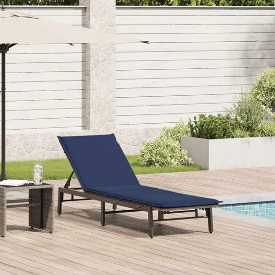 vidaXL liggestol med hynde polyrattan grå