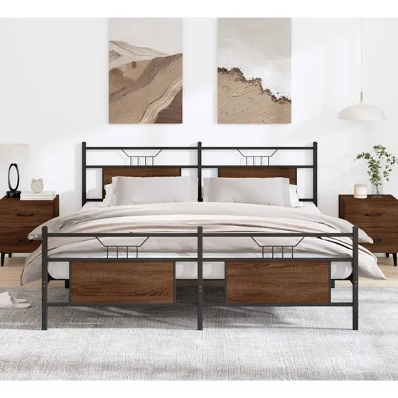 vidaXL Sengeramme 183x213 cm Metal Brun Eg