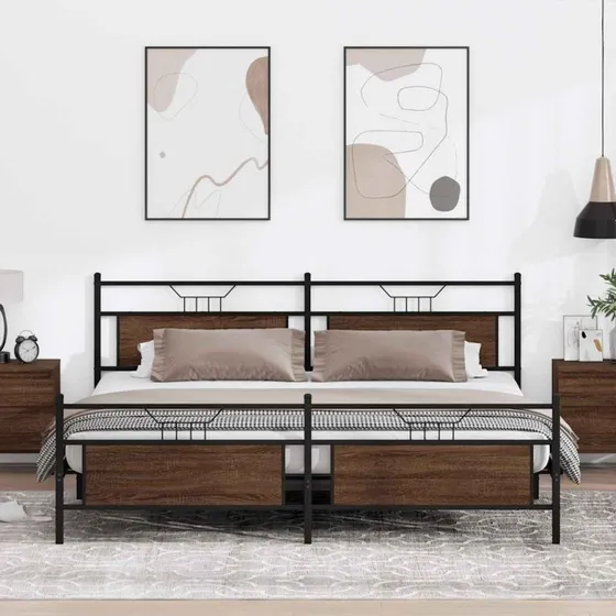 vidaXL Sengeramme 193x203 cm Metal Brun Eg