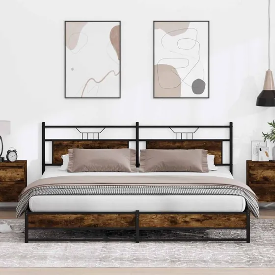 vidaXL Sengeramme 193x203 cm røget egetræsfarve