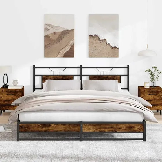 vidaXL Sengeramme 183x213 cm røget egetræsfarve