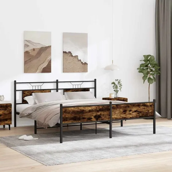 vidaXL Sengeramme 183x213 cm røget egetræsfarve