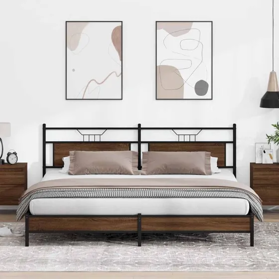 vidaXL Sengeramme 193x203 cm Metal Brun Eg
