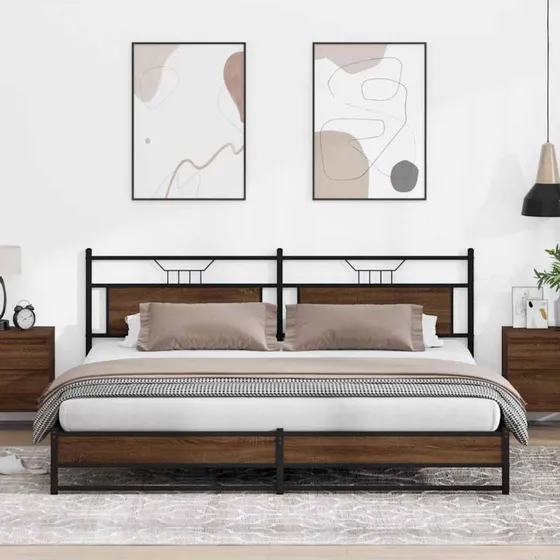 vidaXL Sengeramme 193x203 cm Metal Brun Eg