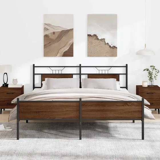 vidaXL Sengeramme 183x213 cm Metal Brun Eg