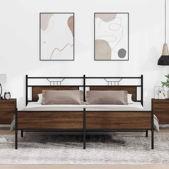 vidaXL Sengeramme 193x203 cm Metal Brun Eg
