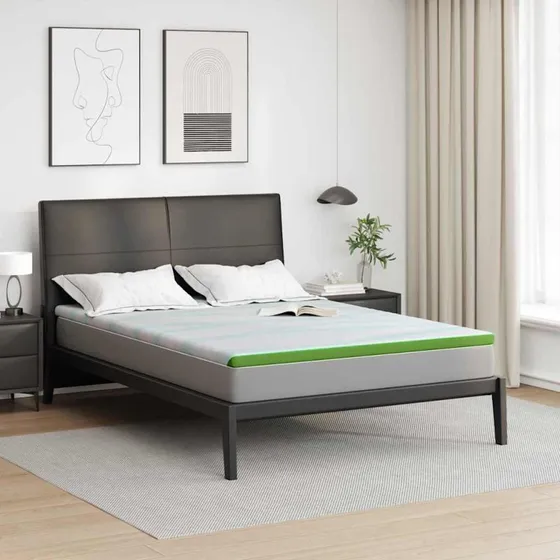 vidaXL Madras Top Hvid og Grøn 160x200 cm Jacquard