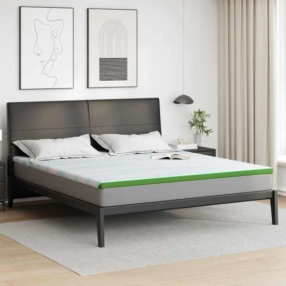 vidaXL Madras Top Hvid og Grøn 200x200 cm Jacquard