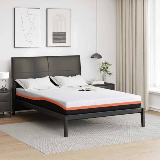 vidaXL Madras Hvid og Sort 140 x 200 cm Gel Memory Foam
