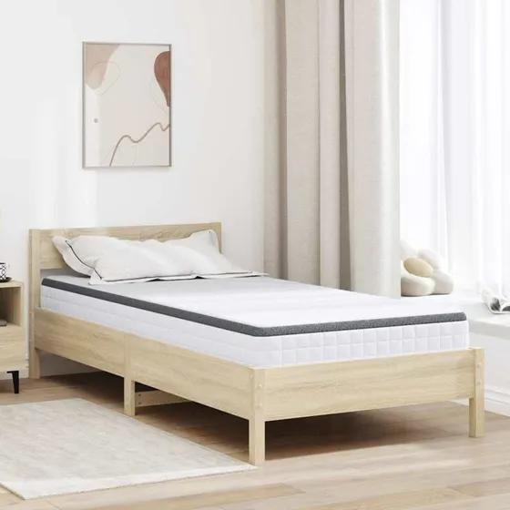 vidaXL Madras Hvid og Grå 90 x 200 cm Bonell Fjedre