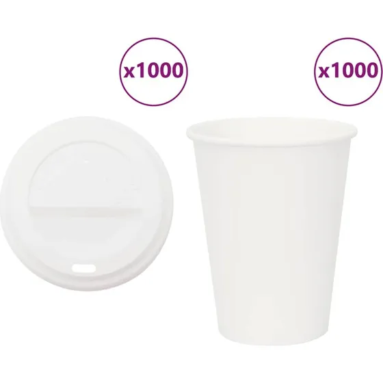 vidaXL kaffekopper med låg 1000 stk. 12oz 300ml