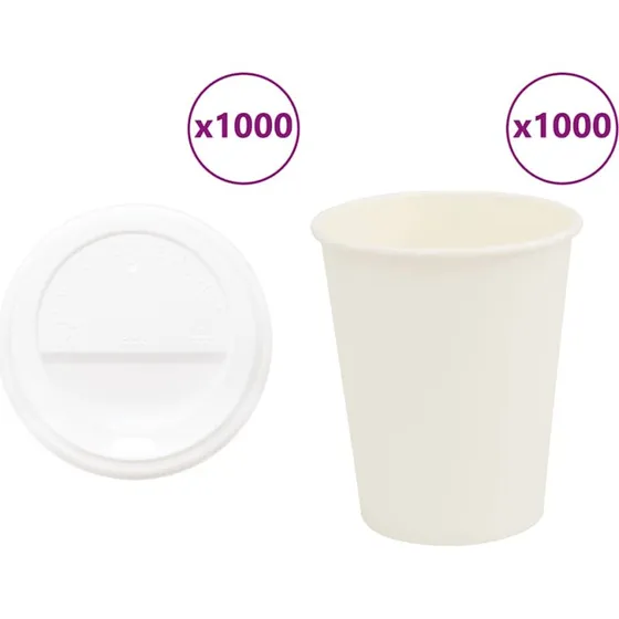 vidaXL Kaffekopper med Låg 1000 stk. 8oz 200ml