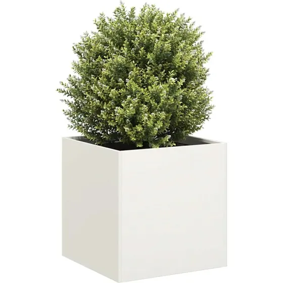 vidaXL Plantekasse 40x40x40 cm koldvalset stål hvid