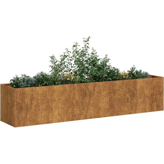 Rustfarvet Plantekasse 200x40x40 cm i Forvitringsstål