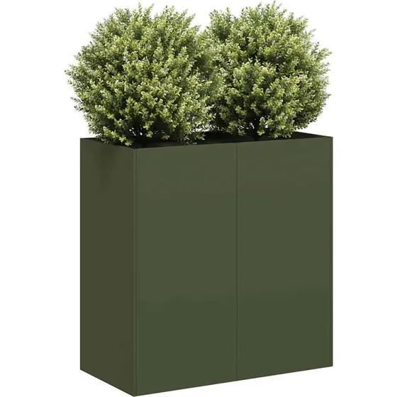 vidaXL plantekasse olivengrøn 80x40x80 cm koldvalset stål