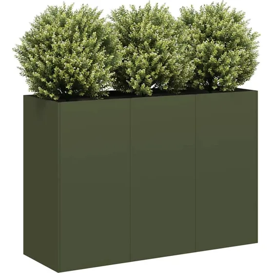 vidaXL plantekasse olivengrøn 120x40x80 cm koldvalset stål