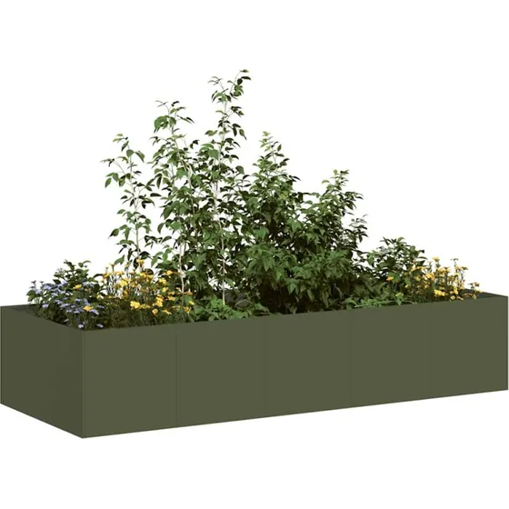 vidaXL Plantekasse 200x80x40 cm stål olivengrøn