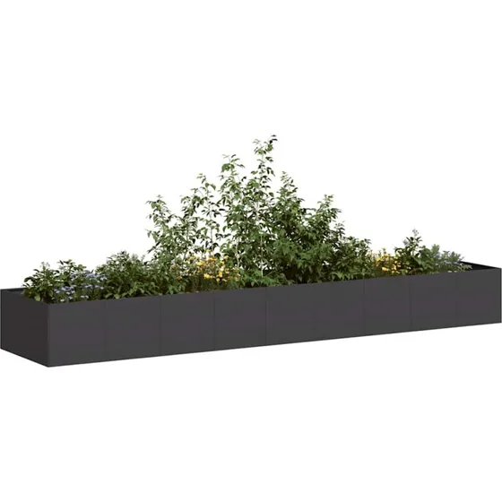 vidaXL Plantekasse 360x80x40 cm Sort Koldvalset Stål