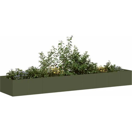vidaXL Plantekasse 360x80x40 cm stål olivengrøn