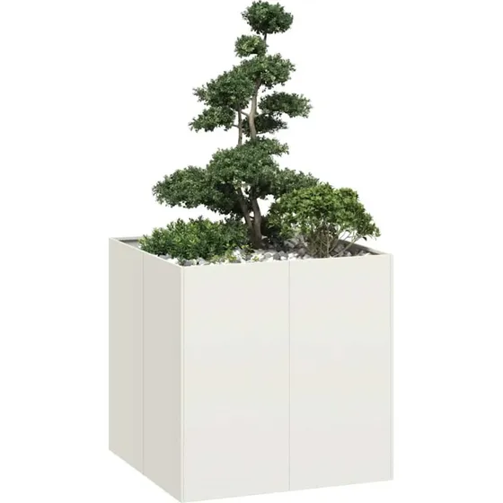 vidaXL Plantekasse 80x80x80 cm Hvid Koldvalset Stål
