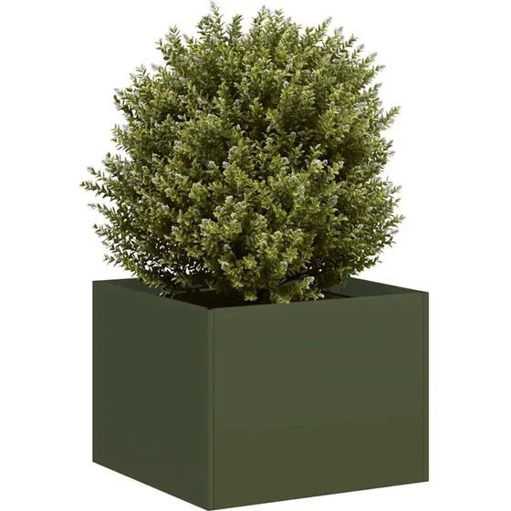 vidaXL Plantekasse 40x40x30 cm stål olivengrøn