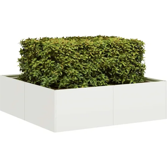 vidaXL Plantekasse 100x100x30 cm stål hvid