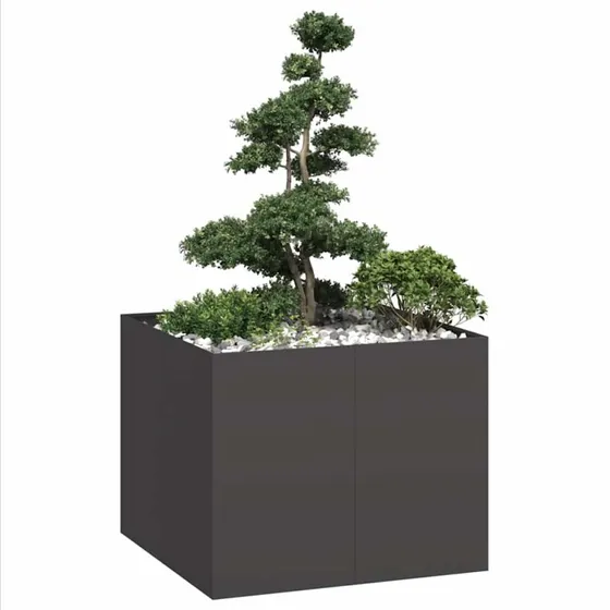 vidaXL Plantekasse 100x100x80 cm stål sort