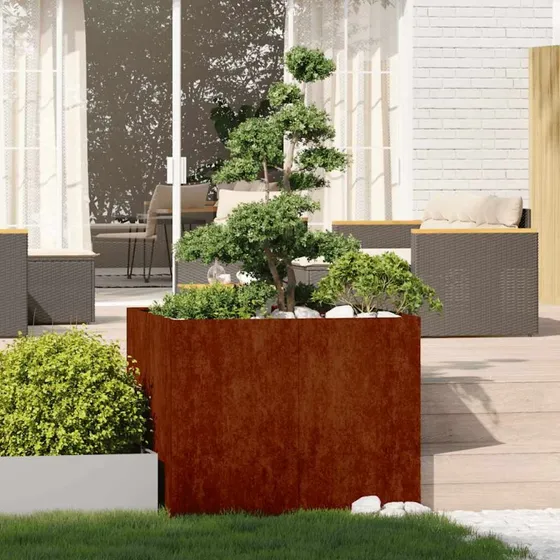 vidaXL Plantekasse Rustfarvet 100x100x80 cm Forvitringsstål