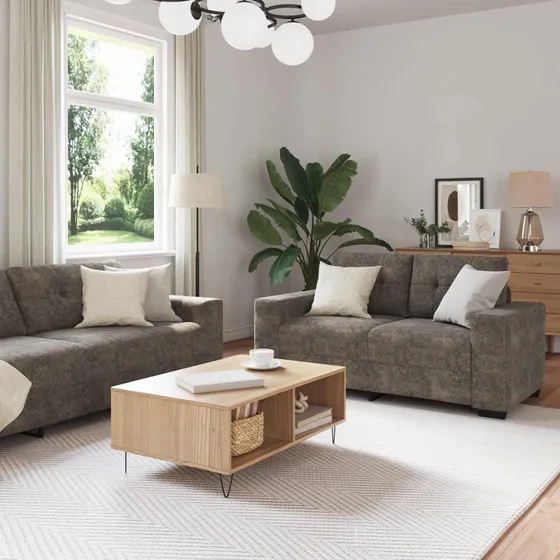 vidaXL 3-pces Sofa Mørkegrå Linned-blandet stof 221x80x80 cm