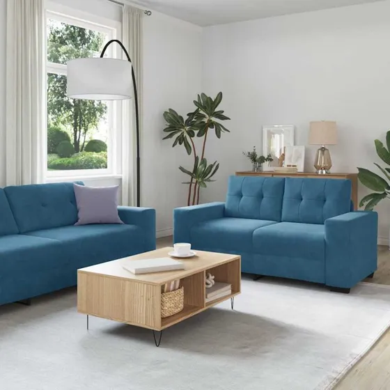 vidaXL Blå Fløjlsofa Sæt 3-pc 221 x 80 cm