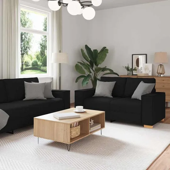vidaXL 2-delers sofasæt med hynder, sort